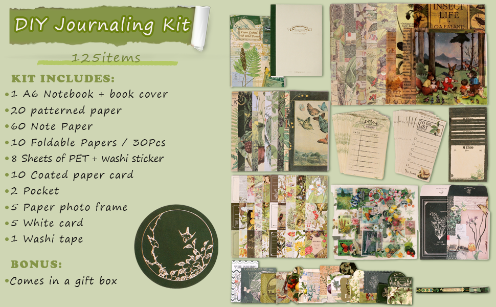 Aesthetic Scrapbook Supplies Kit,aesthetic stationary,Bullet Journal Kit with Journaling Supplies