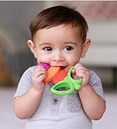 Infantino Lil' Nibbles Textured Silicone Teether -Sensory Exploration and Teething Relief with Ea...