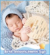 Baby Birth Announcement Sign with Marker Pen, Wooden Baby Birth Sign with Ink Pad