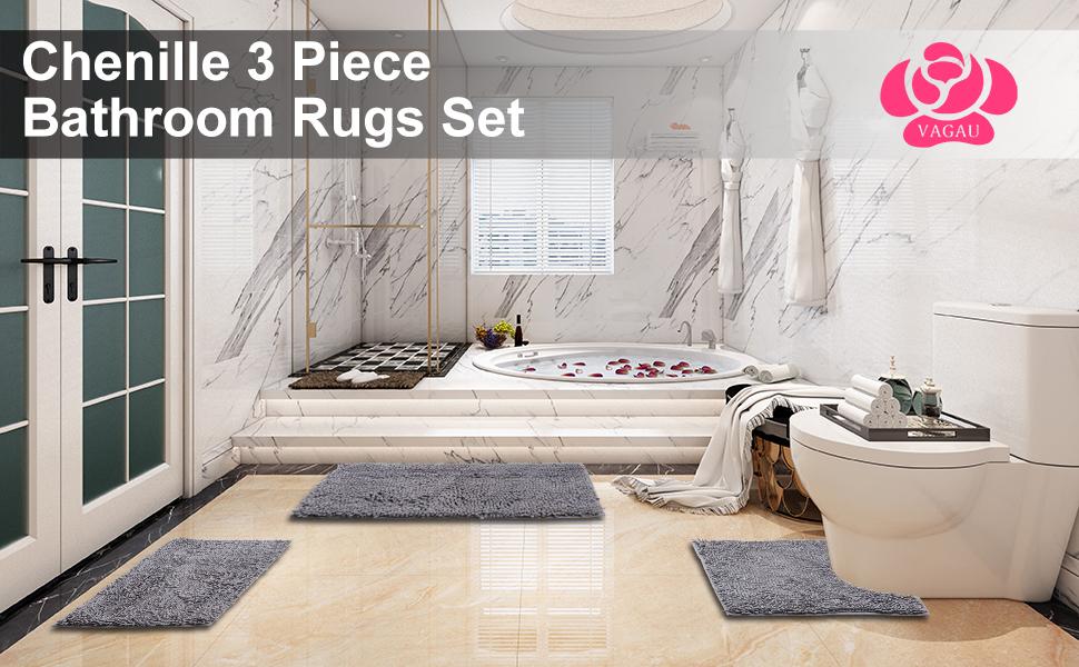 VAGAU Bathroom Rugs Set 3 Piece