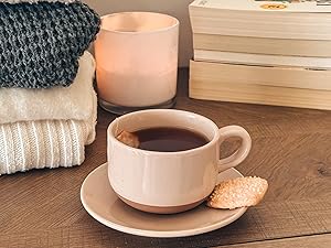 cappuccino mug and saucer sweater books candle