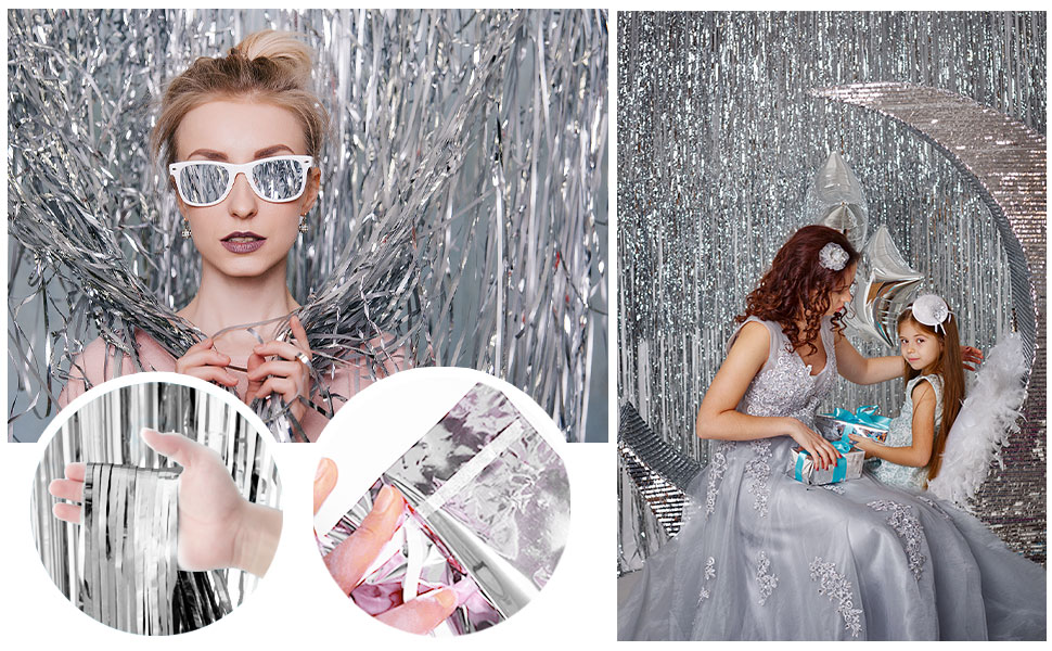 sliver party streamers backdrop foil curtain birthday party decorations photo backdrop foil fringe