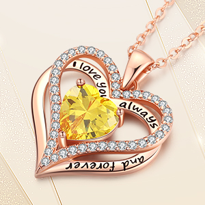 A+1-4 birthstone necklace i love you always and forever yellow gold sterling silver