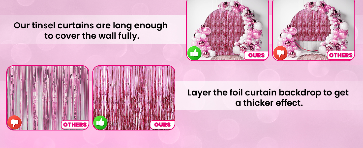 Pink Fringe Backdrop for Pink Streamers Party Decorations, Pink Graduation Decorations