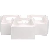 LOKQING 7x3.85x3.85 Inches Party Favor Boxes White Treat Boxes Gable Boxes Paper Gift Boxes for B...