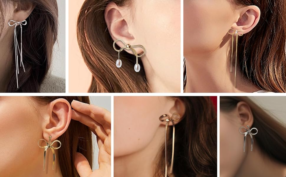 Hand-tie Chain Bow Earring
