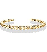 PAVOI Gold Plated Twisted Chunky Bangle Bracelet | 14K Gold Plated | Lightweight Everyday Jewelry