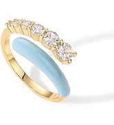 PAVOI 14K Gold Plated Cubic Zirconia Blue Enamel Open Twist Eternity Ring | Blue Purple White Col...