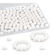 FIVEIZERO 120PCS Silicone Beads, 15mm Silicone Beads White for Keychain Making Bulk Round Silicon...