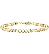 PAVOI 14K Gold Plated Paperclip/Curb/Figaro Chain Adjustable Bracelet for Women