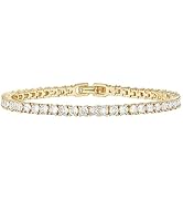 PAVOI 14K Gold Plated 3mm Cubic Zirconia Classic Tennis Bracelet | Gold Bracelets for Women | Siz...