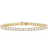 PAVOI 14K Gold Plated 3mm Cubic Zirconia Classic Tennis Bracelet | Gold Bracelets for Women | Siz...