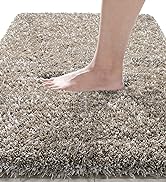 Yimobra Plush Thick and Soft Cut Pile Bathroom mats, Super Shaggy Comfortable Quick Water Absorbi...