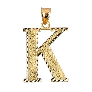 Personalized 14k Yellow Gold Initial Letters A-Z Charm Pendant