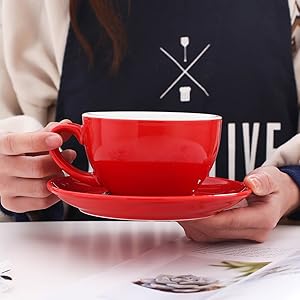 Latte Art Cup and Saucer for Latte & Cappuccino , Mate for Coffee Shop and Barista