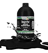 POURING MASTERS Jet Black Acrylic Ready to Pour Pouring Paint - Premium 32-Ounce Pre-Mixed Water-...