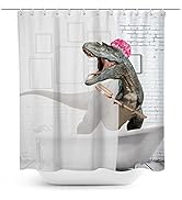 Coxila Funny Dinosaur Shower Curtain Dino Kid Cute Cartoon Children Animal Monster Fun Girl Boy W...