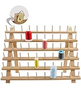 New Brothread 60 Spools Wooden Thread Rack/Thread Holder Organizer with Hanging Hooks for Embroid...