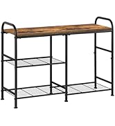 OYEAL Shoe Organizer for Entryway, Free Standing Shoe Rack Bench with Boot Organizer, Rustic Shoe...