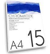 Watercolor Paper. 8.3 x 11.7”. 15 Sheets, Professional, 300 GSM, Perfect for Watercolor Pens and ...