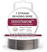 INDIVSHOW 7 Strand Beading Wire，40FT/0.3mm Tiger Tail Wire for Jewelry Making Stand Threading Nec...