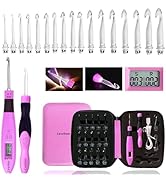 Automatic Counting Crochet Hook, 17 Size Light Up Crochet Hooks for Stitch & Row Counter 2.0mm~14...