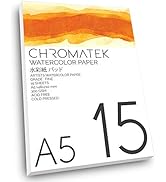 Watercolor Paper. 5.8 x 8.3”. 15 Sheets, Professional, 300 GSM, Perfect for Watercolor Pens and A...