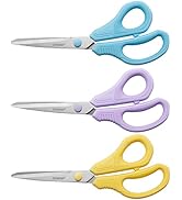 Scissors, QMVESS 8.5" Multipurpose Scissors for Office 3-Pack Ultra Sharp Scissors All Purpose Co...