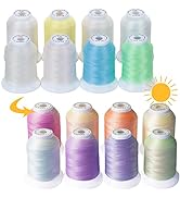 New brothread 8 Spools UV Color Changing Embroidery Machine Thread Kit 30WT 500M(550Y) Each Spool...