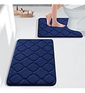 OLANLY Memory Foam Bathroom Rug Set 2 Piece, Soft Absorbent Bath Rug and U-Shaped Contour Toilet ...