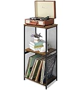 Record Player Stand, Vinyl Record Storage Holder Turntable Stand Cabinet with 2 Tier Display Shel...