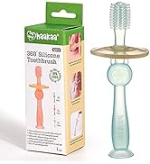 haakaa 360° Silicone Baby Toothbrush with Suction Base Infant to Toddler Toothbrush, Food Grade S...