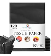 120 Sheets of Black Tissue Paper - 15" x 20" Packing Paper Sheets for Moving - 10lb Wrapping Pape...