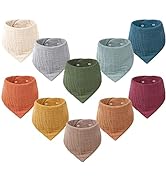 Konssy Muslin Baby Bibs 10 Pack Baby Bandana Drool Bibs 100% Cotton for Unisex Boys Girls