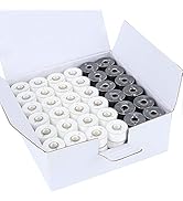 New brothread 144pcs (96White + 48Black) 60S/2(90WT) Prewound Bobbin Thread Plastic Size A SA156 ...
