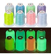 New brothread 8 Colors Luminary Glow in The Dark Embroidery Machine Thread Kit 30WT 500M(550Y) Ea...
