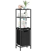 Black Laundry Hamper, Laundry Basket Organizer, Laundry Sorter with 3 Tiers Shelf, Freestanding B...