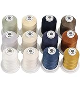 New brothread 12 Neutral&Jean Colors Multi-Purpose 100% Mercerized Cotton Threads 30WT(50S/3) 600...