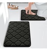 OLANLY Memory Foam Bathroom Rug Set 2 Piece, Soft Absorbent Bath Rug and U-Shaped Contour Toilet ...