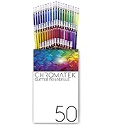 Glitter Pen Refills by Chromatek. 50 Refills. Super Glittery Ultra Vivid Colors. No Repeats. Prof...