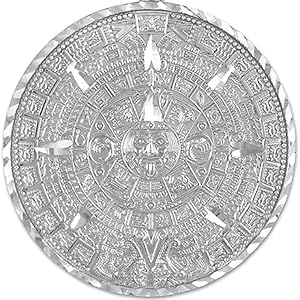 925 Sterling Silver Round Aztec Mayan Calendar Charm Pendant