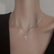 Silver Cuban Chain Cross Necklace