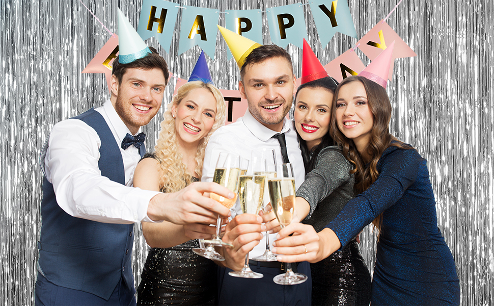 sliver party streamers backdrop foil curtain birthday party decorations photo backdrop foil fringe