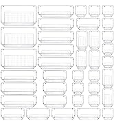 QUEFE 39 PCS Clear Drawer Organizer Set, 4-Size Plastic Drawer Organizers Trays Bathroom Organize...