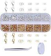 LUNARM 880pcs Open Jump Rings with Lobster Clasps and Tweezers, 4 Sizes Jump Rings Jewelry Findin...