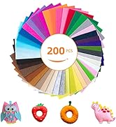 HaofeiJH 200Pcs Felt Sheets for Crafts 4 * 4inch Felt Fabric Sheet 50 Assorted Color Felt Papers,...