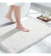 Yimobra Chenille Bathroom Rug, Extra Soft Shaggy Bath Rugs, Non-Slip Bathroom Floor Mat, Water Ab...