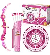 Springflower Bow and Arrow Toys with LED Flash Lights for Girls 5 6 7 8 9 10 Year Old, Archery Se...