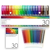 Chromatek Glitter Pens 60 Set Best Colors. 200% the Ink: 30 Gel Pens, 30 Refills. Super Glittery ...