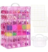 QUEFE 7-Tier Pink Stackable Storage Container, 70 Adjustable Compartments Craft Organizers and St...